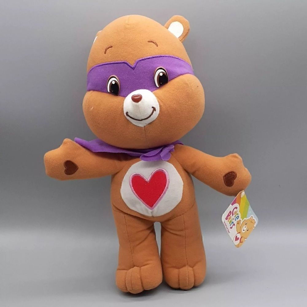 NWT RARE 2009 Care Bear 16" Nanco Tenderheart Masked Super Hero Stuffed Animal